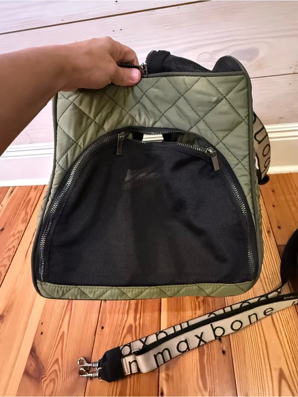 Maxbone Quilted Dog Sport Carrier Bag Olive Green EUC Airline Approved
